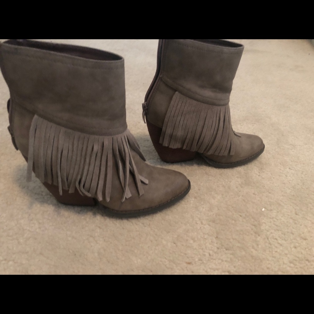 Fringe ankle bootie